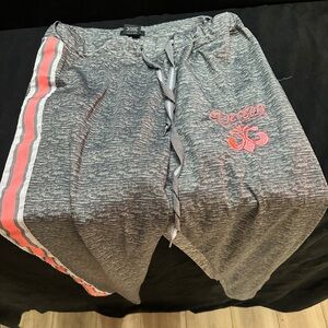 Gray and Pink Drawstring sweatpants-Derwin-size 1X-#489